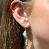 Fossilized Wood Opal Double Drop Earrings